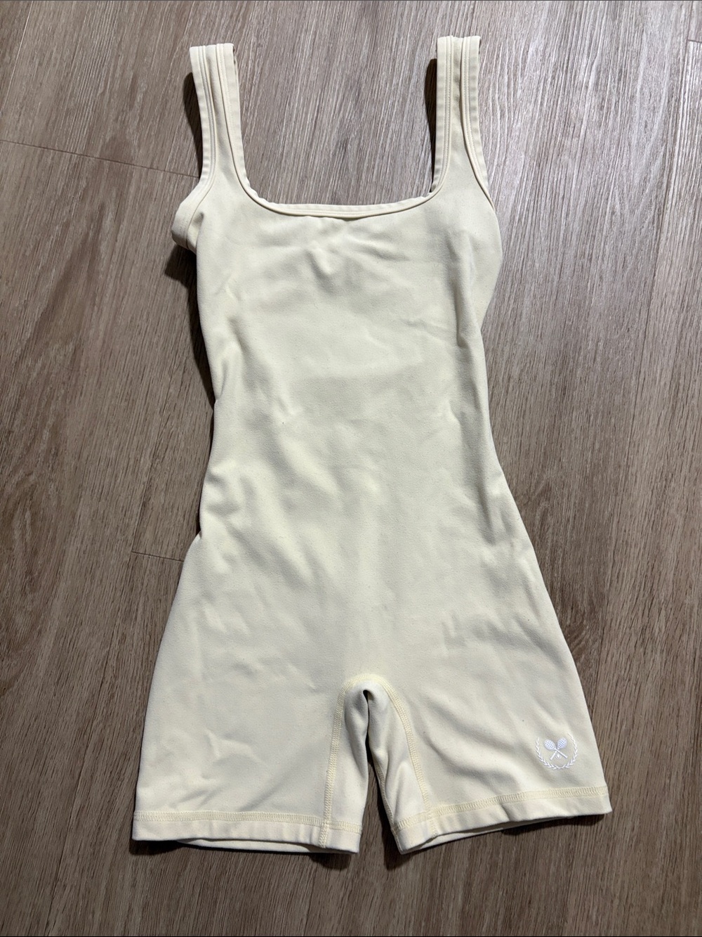 YoungLA Cream Scoop-Neck Shaping Bodysuit Romper